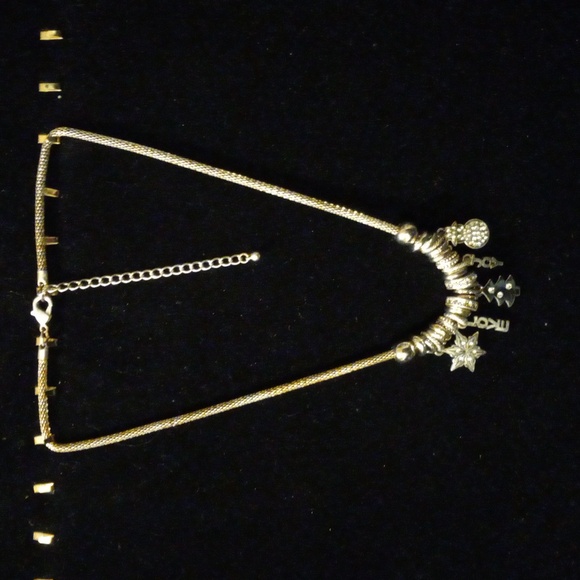 Mesh tube chain necklace. Christmas joy pendants. 33 charms n beads. 16+2" long - Picture 2 of 4